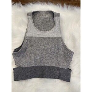 Outdoor Voices Sports Bra Womens Small S Gray tri Toned Racerback slash back